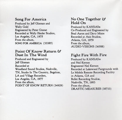 Kansas (2) : The Best Of Kansas (CD, Comp, Pit)