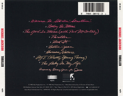 Michael Jackson : Thriller (CD, Album, RP)