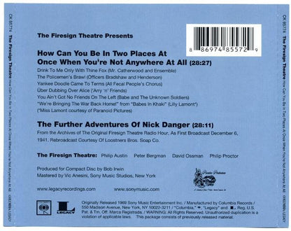 The Firesign Theatre : How Can You Be In Two Places At Once When You're Not Anywhere At All (CD, Album, RE)