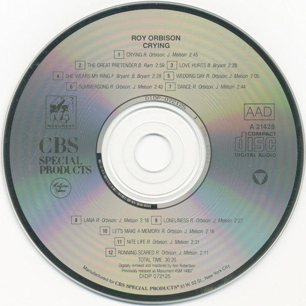 Roy Orbison : Crying (CD, Album, RE)