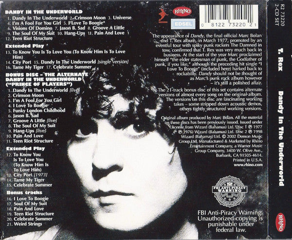 T. Rex : Dandy In The Underworld (CD, Album, RE, RM + CD, Comp, RE, RM + Comp)