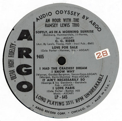 The Ramsey Lewis Trio : An Hour With The Ramsey Lewis Trio (LP, Album, Mono, RP, Gre)