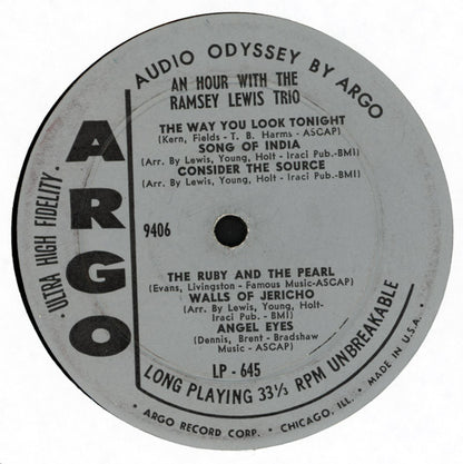 The Ramsey Lewis Trio : An Hour With The Ramsey Lewis Trio (LP, Album, Mono, RP, Gre)