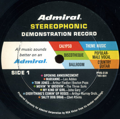 Various : Admiral Stereophonic Demonstration Record (LP, Comp)