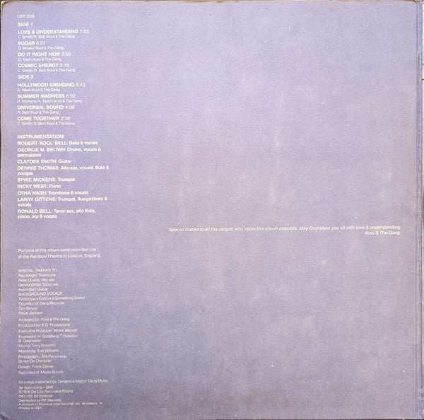 Kool & The Gang : Love & Understanding (LP, Album, Uni)