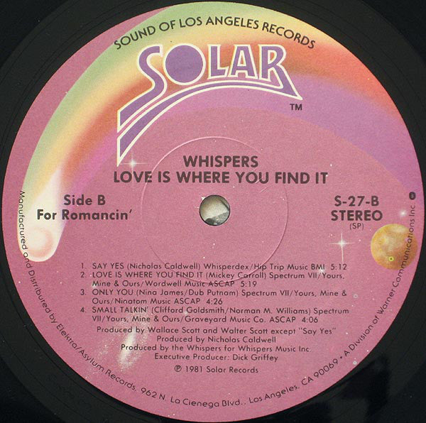 Buy Whispers* : Love Is Where You Find It (LP, Album, SP ) Online