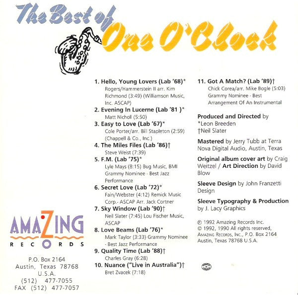 One O'Clock Lab Band* : The Best Of One O'Clock (CD, Album, Comp)