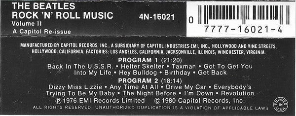 The Beatles : Rock 'n' Roll Music, Volume 2 (Cass, Comp, RE)