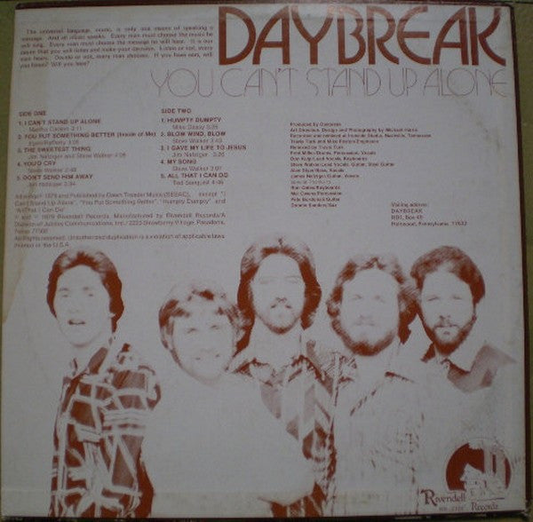 Daybreak (16) : You Can't Stand Up Alone (LP, Album, RE)