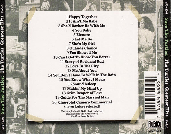 The Turtles : Save The Turtles: The Turtles Greatest Hits (CD, Comp)