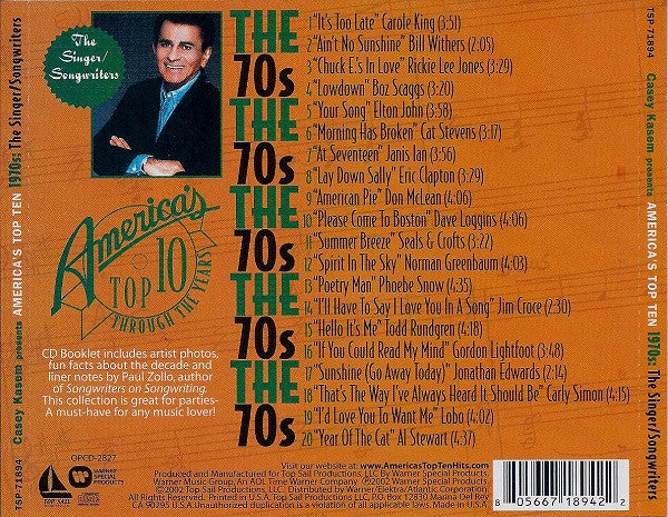 Casey Kasem Presents Various : America's Top Ten Through The Years: 1970s - The Singers/Songwriters (CD, Comp)
