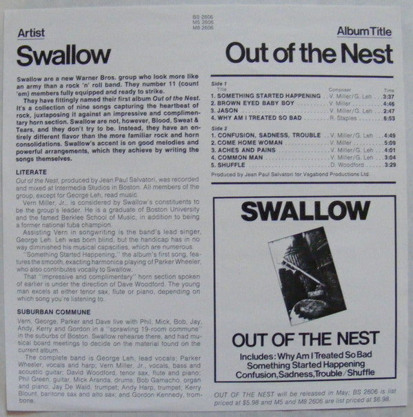 Swallow (10) : Out Of The Nest (LP, Promo)