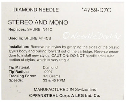 4759-D7C Pfanstiehl * Shure N-44 Stylus