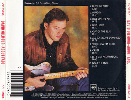 David Gilmour : About Face (CD, Album, RE, RP, DAD)