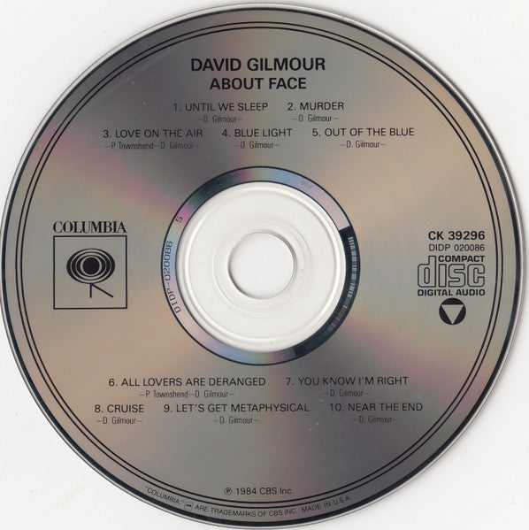 David Gilmour : About Face (CD, Album, RE, RP, DAD)
