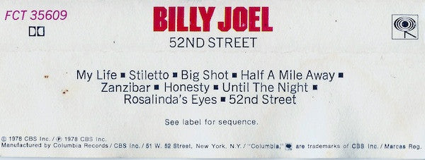 Billy Joel : 52nd Street (Cass, Album, Bei)
