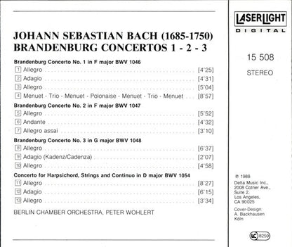 J. S. Bach*, Berlin Chamber Orchestra, Peter Wohlert : Brandenburg Concertos 1 • 2 • 3 (BWV 1046 • 1047 • 1048) (CD, Album)