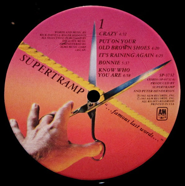 Supertramp : "...Famous Last Words..." (LP, Album, Club)