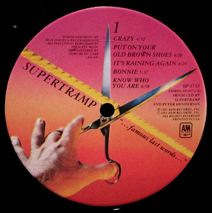 Supertramp : "...Famous Last Words..." (LP, Album, Club)