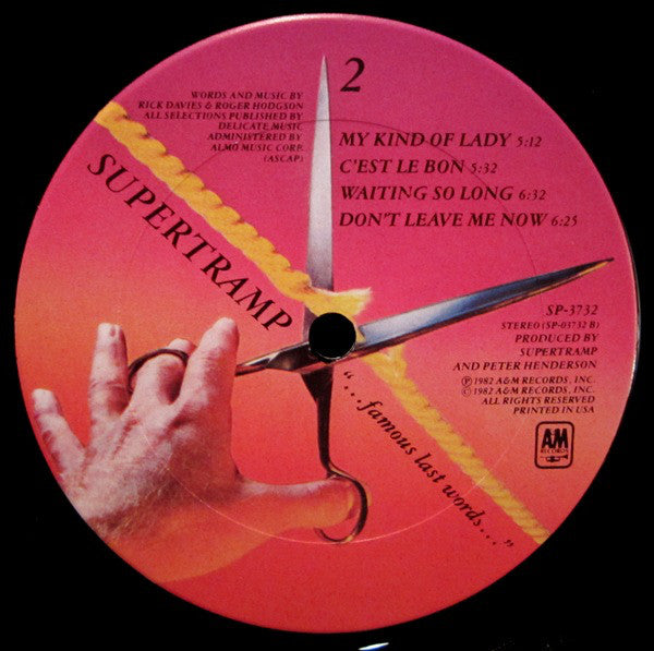 Supertramp : "...Famous Last Words..." (LP, Album, Club)