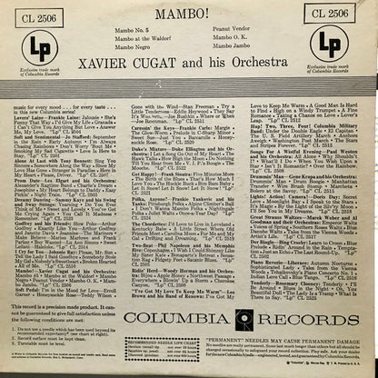 Xavier Cugat And His Orchestra : Mambo! (10", Album)