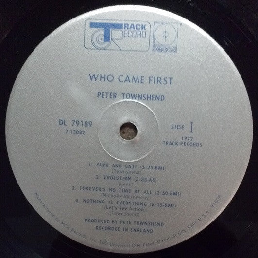 Peter Townshend* : Who Came First (LP, Album, Glo)