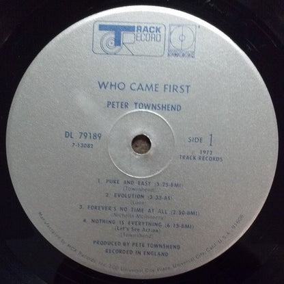 Peter Townshend* : Who Came First (LP, Album, Glo)