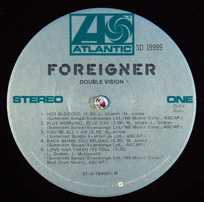 Foreigner : Double Vision (LP, Album, RI-)