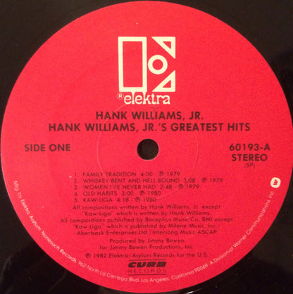 Hank Williams, Jr.* : Hank Williams, Jr.'s Greatest Hits (LP, Comp)