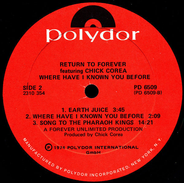 Return To Forever Featuring Chick Corea : Where Have I Known You Before (LP, Album)