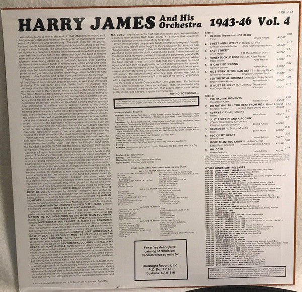 Harry James And His Orchestra : The Uncollected Harry James, Vol. 4, 1943-1946 (LP, Mono)