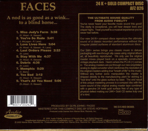 Faces (3) : A Nod Is As Good As A Wink...To A Blind Horse... (HDCD, Album, Ltd, RE)