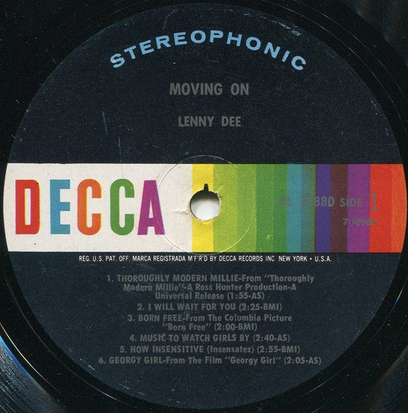 Lenny Dee (2) : Moving On (LP, Glo)