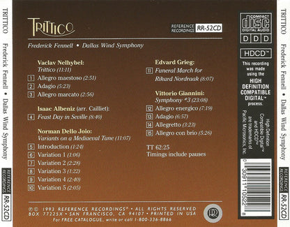 Frederick Fennell, Dallas Wind Symphony, Isaac Albeniz*, Norman Dello Joio, Vittorio Giannini, Edvard Grieg, Vaclav Nelhybel : Trittico (HDCD)