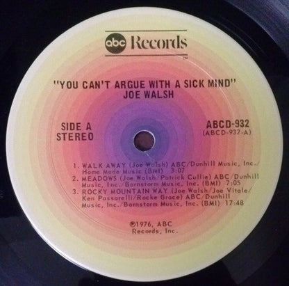 Joe Walsh : You Can't Argue With A Sick Mind (LP, Album, Ter)