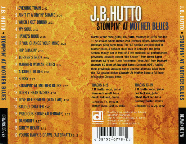J.B. Hutto : Stompin' At Mother Blues  (CD, Album)