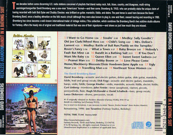 David Bromberg Band : Reckless Abandon / Bandit In A Bathing Suit (CD, Comp, RM)