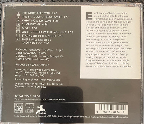 Richard "Groove" Holmes : Misty (CD, Album, RE, RM)