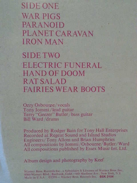 Black Sabbath : Paranoid (LP, Album, RE, Gat)