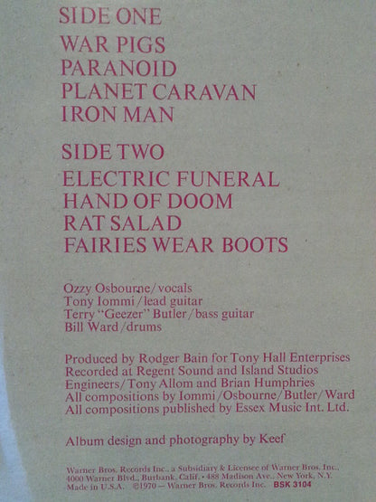 Black Sabbath : Paranoid (LP, Album, RE, Gat)