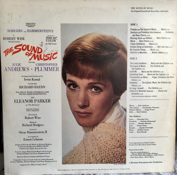 Rodgers And Hammerstein* / Julie Andrews, Christopher Plummer, Irwin Kostal : The Sound Of Music (An Original Soundtrack Recording) (LP, Album, RE, Gat)