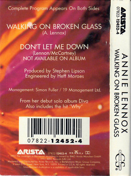 Annie Lennox : Walking On Broken Glass (Cass, Single, Dol)