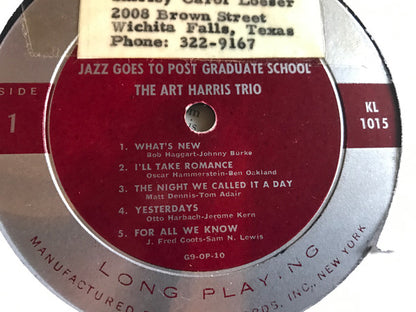 The Art Harris Trio : Jazz Goes To Post Graduate School (LP, Album, Mono)