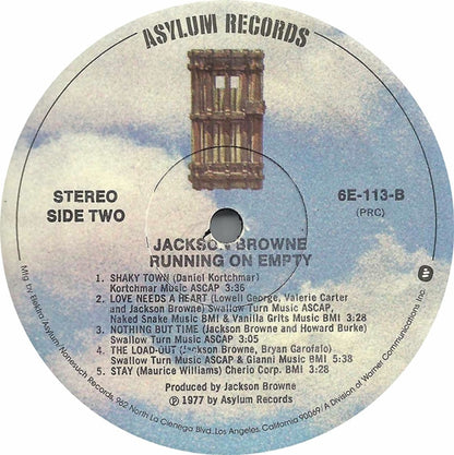 Jackson Browne : Running On Empty (LP, Album, PRC)