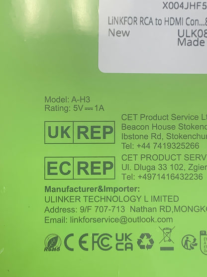 Linkfor AV to HDMI Converter