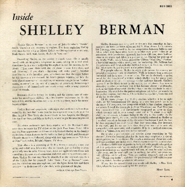 Shelley Berman : Inside Shelley Berman (LP, Album, Mono, Pit)