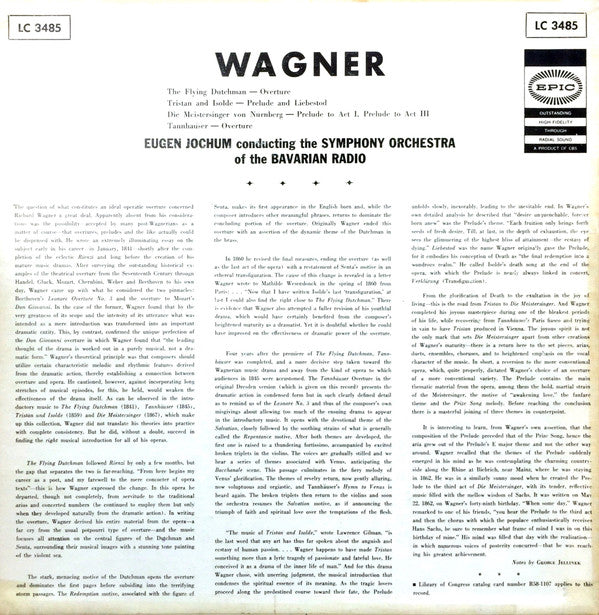 Wagner*, Eugen Jochum, Symphony Orchestra Of Bavarian Radio* : Wagner: Tristan Und Isolde / Prelude And Liebestrod / Other Overtures (LP)