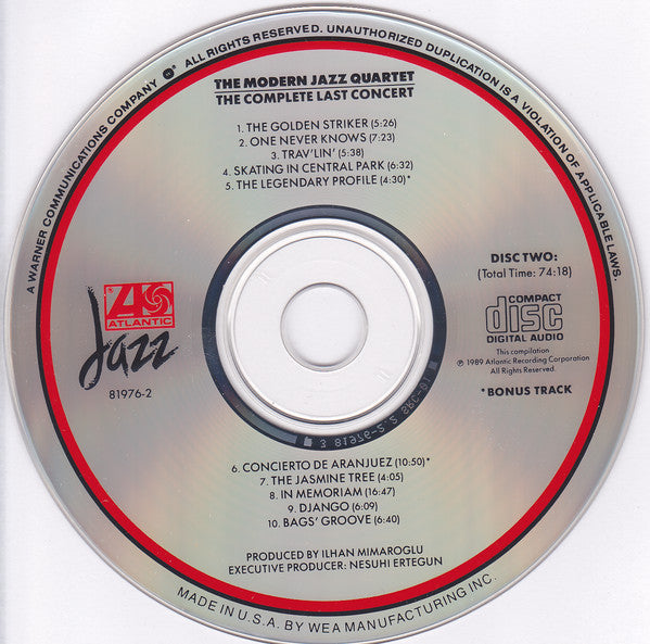 The Modern Jazz Quartet : The Complete Last Concert (2xCD, Album)