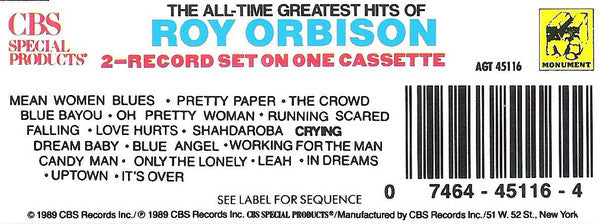 Roy Orbison : The All-Time Greatest Hits Of Roy Orbison (Cass, Comp)