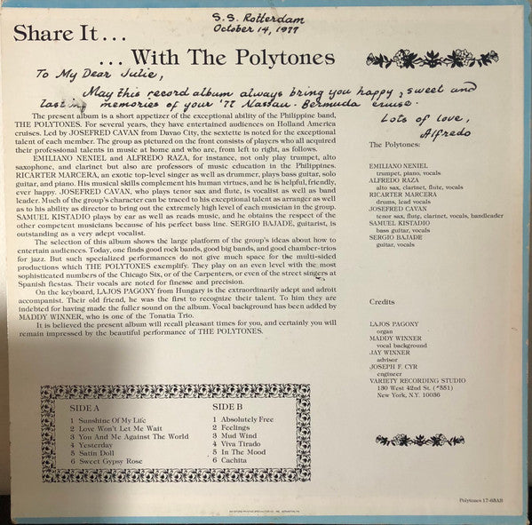 The Polytones : Share It.. With The Polytones (LP, Album)